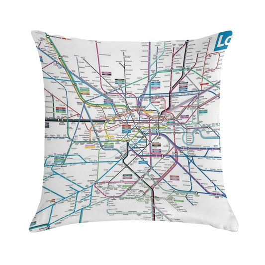 London AllRail Map Soft High-Density Material Throw Pillow