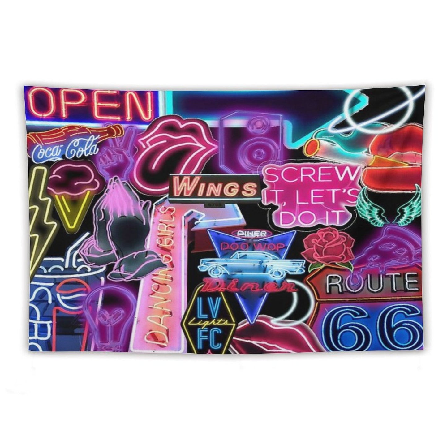 Neon Sign Collage Tapestry