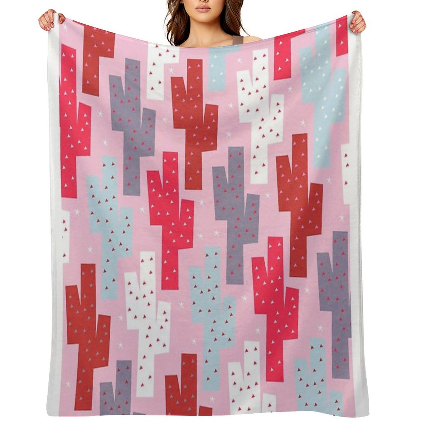 Sweet Cactus Pattern Throw Blanket