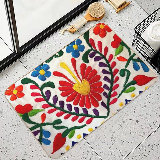 Mexican Flowers Bath Mat