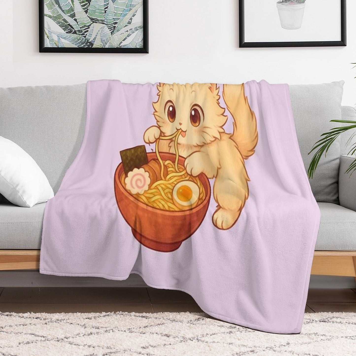 Kitty Ramen Throw Blanket