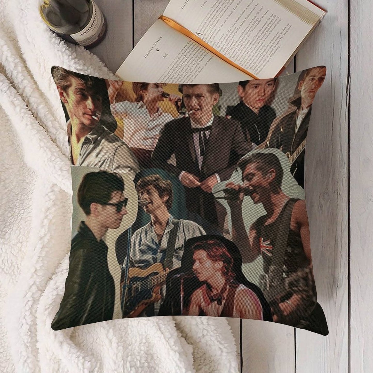 Alex Turner Arctic Monkeys Collage Linen Throw Pillow Cover