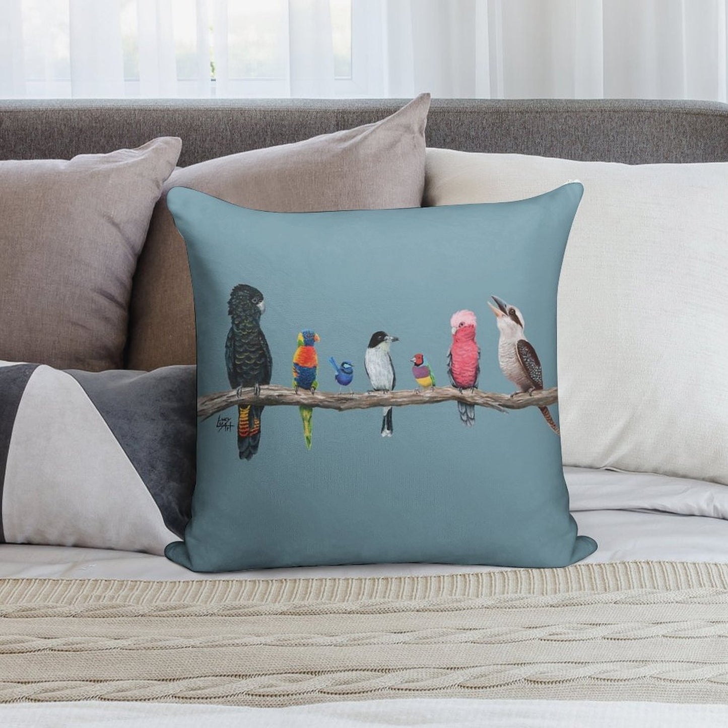 Australian Birds Soft Washable Throw Pillow