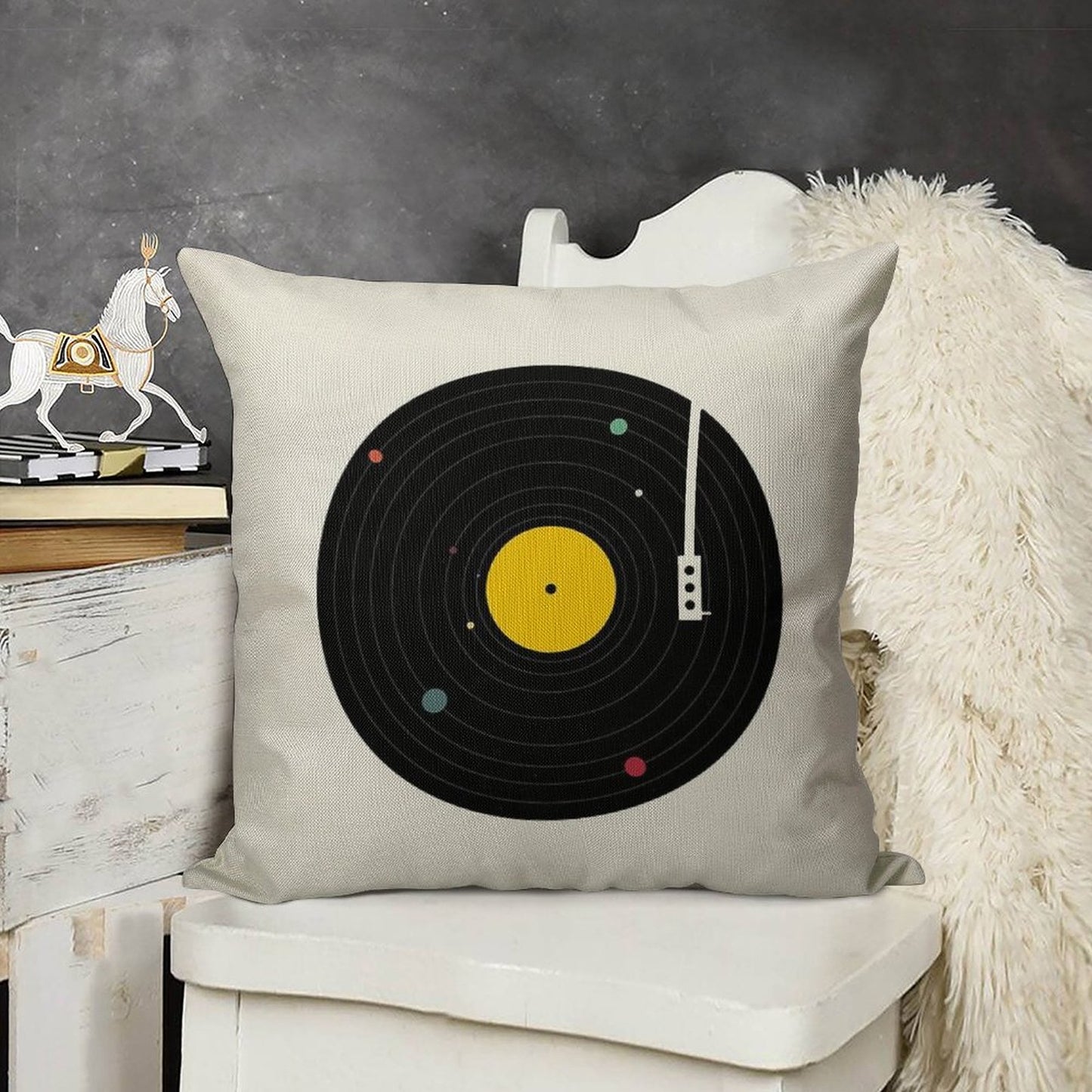 Music Everywhere Linen Throw Pillow Cover