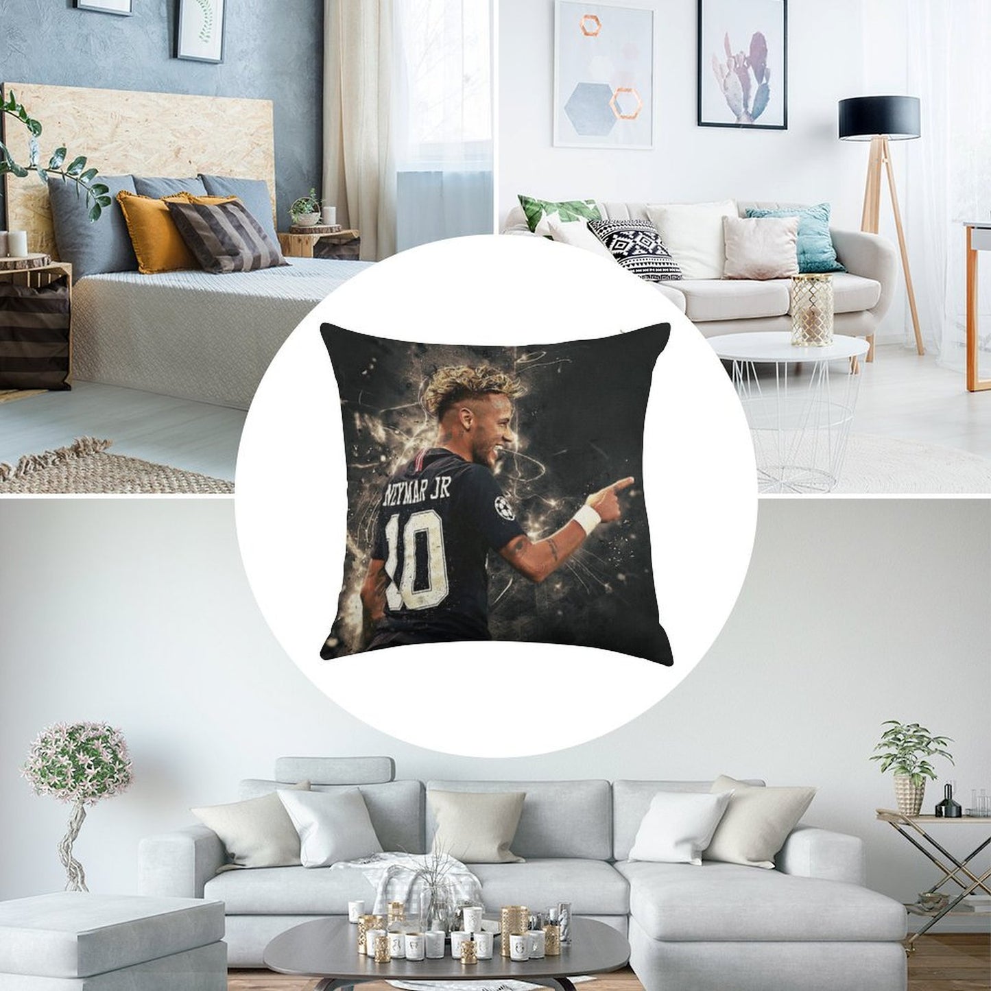 Neymar #111 Linen Throw Pillow Cover