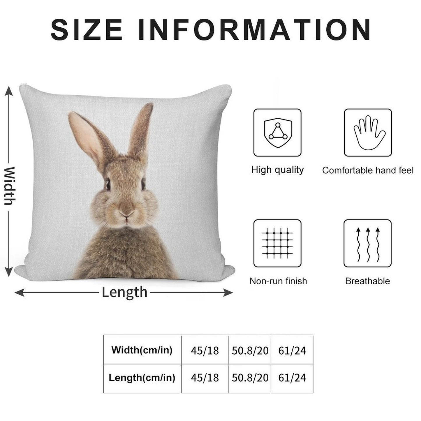 Rabbit - Colorful Soft Shrink-Resistant Throw Pillow