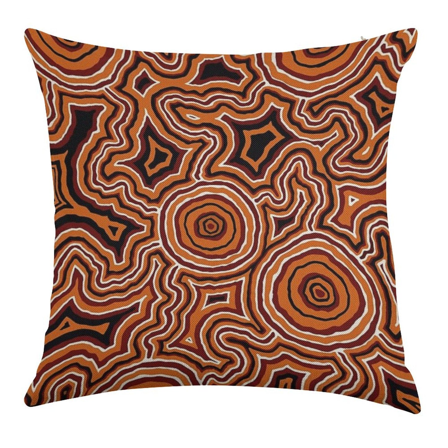 Authentic Aboriginal Art - Pathways - Authentic Design Linen Throw Pillow Cover
