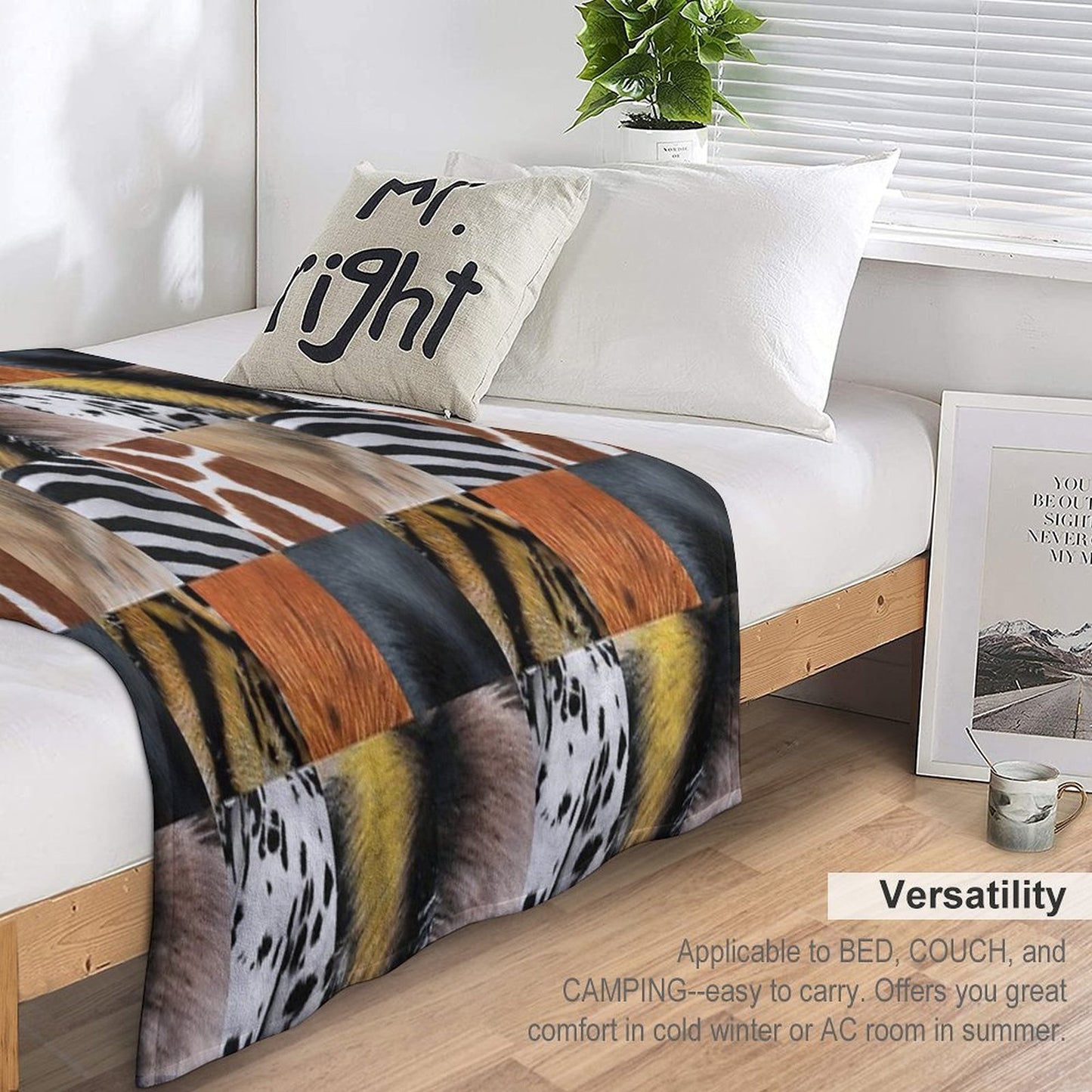 Animal Fur Textures in Colored Pencil Throw Blanket
