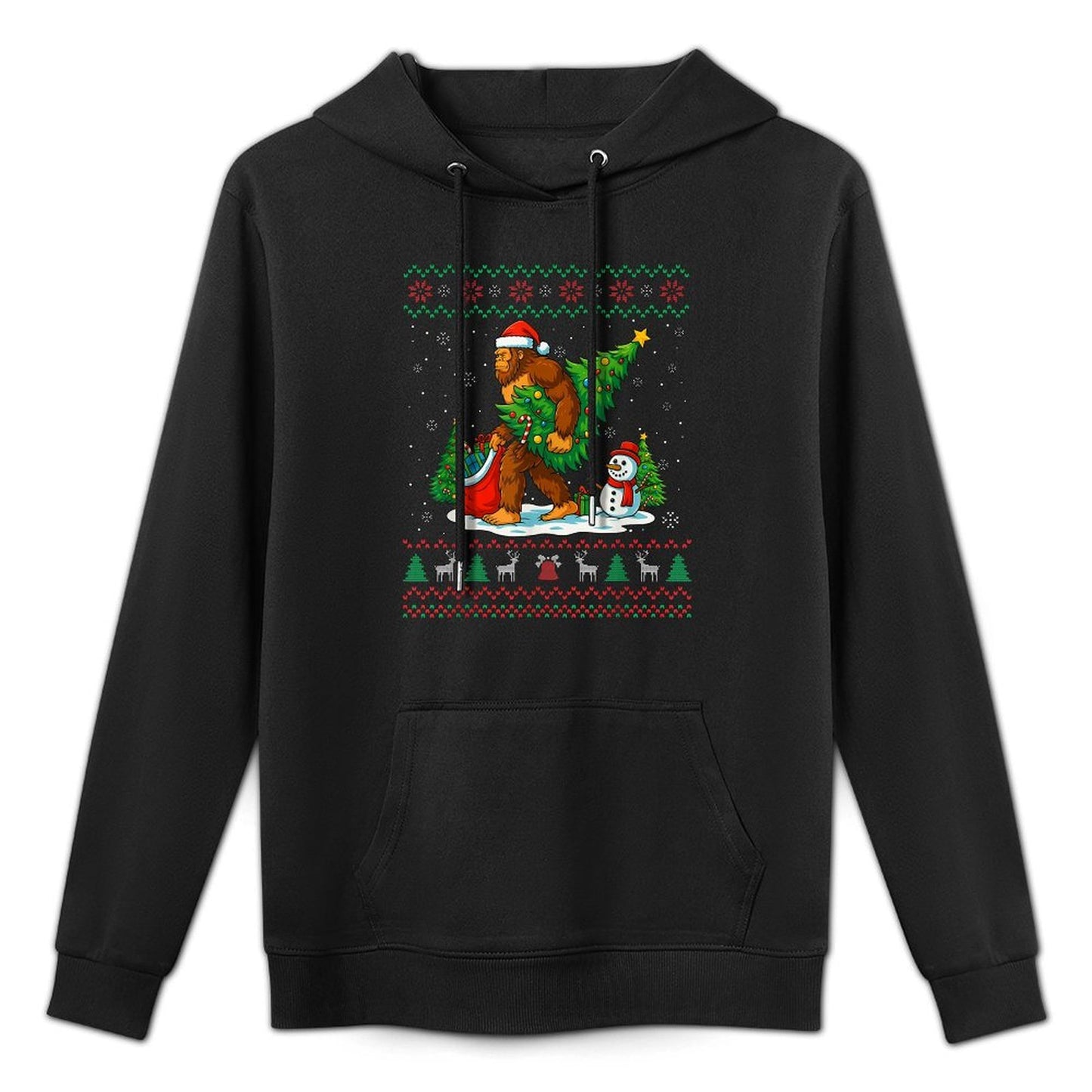 Bigfoot Santa Ugly Christmas Tree Funny Xmas Lights Men Kids Unisex Design Hoodie