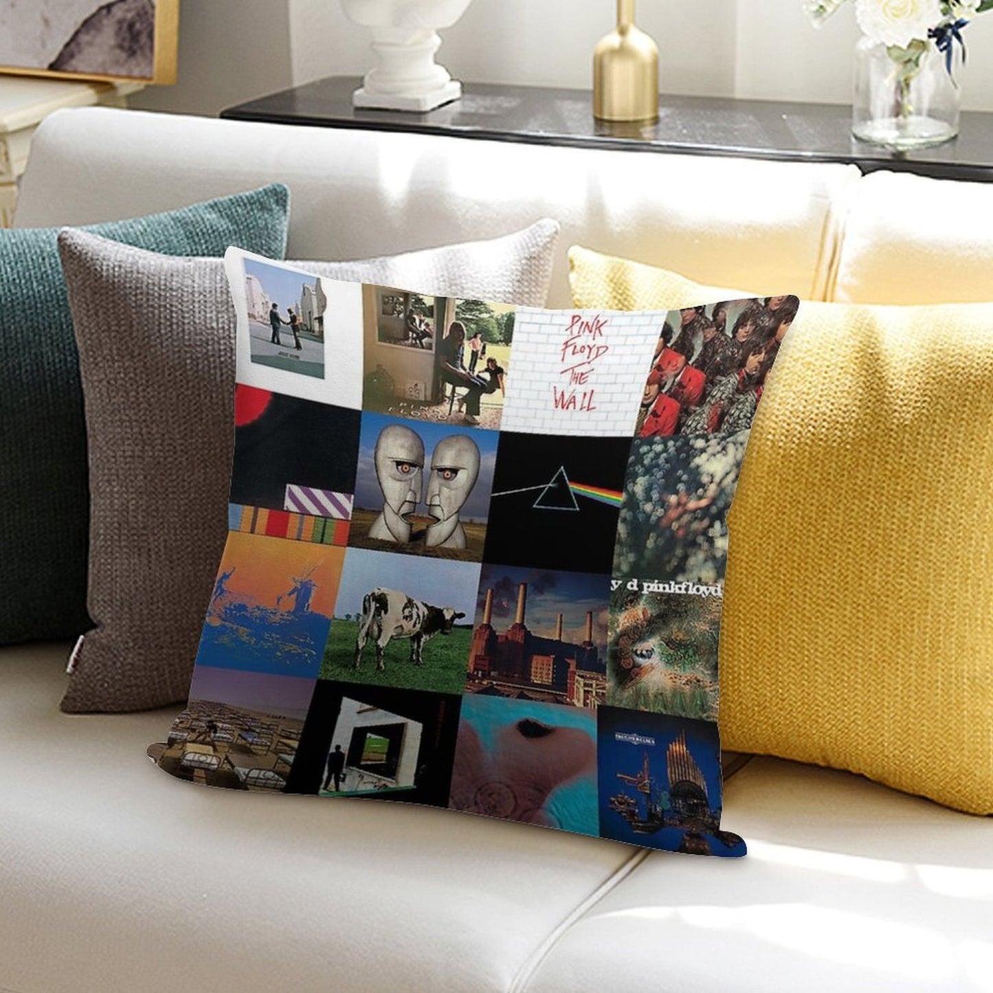 Completed Every Album Cover PiinkFloyd  003 Soft Short Plush Fabric Throw Pillow