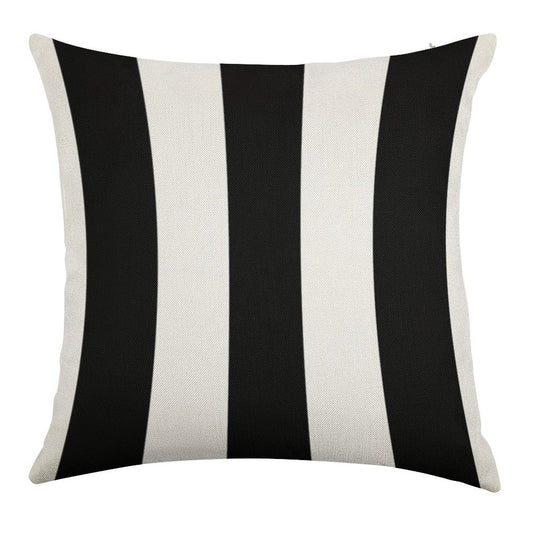 Black And White Stripes Linen Throw Pillow Cover