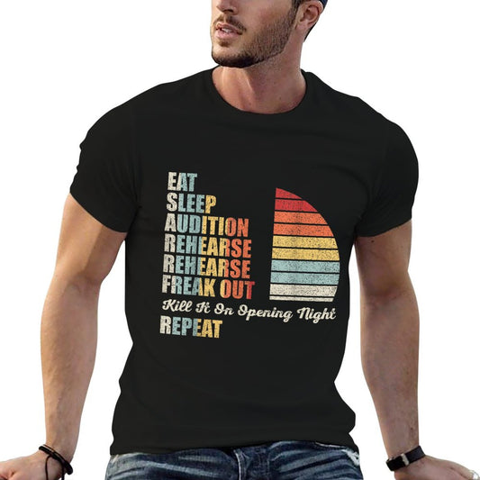 Retro Vintage Funny Theater Musical Life Eat Sleep Theatre T-Shirt