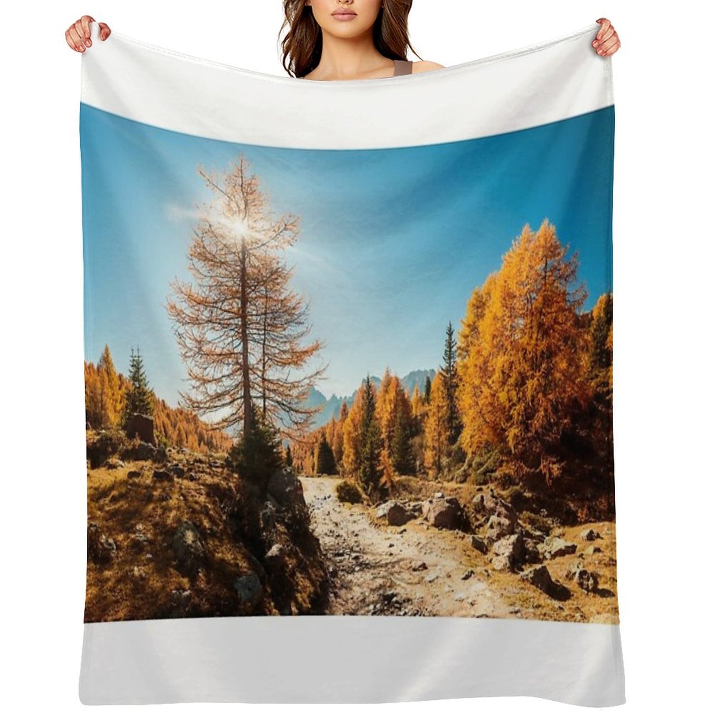 Autumn Trekking in The Alpine Pusteria Valley Throw Blanket