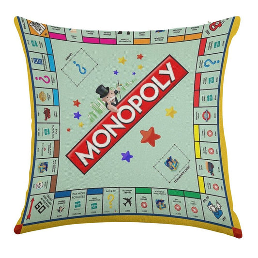 Monopoly Board Game Classic Linen Throw Pillow Cover