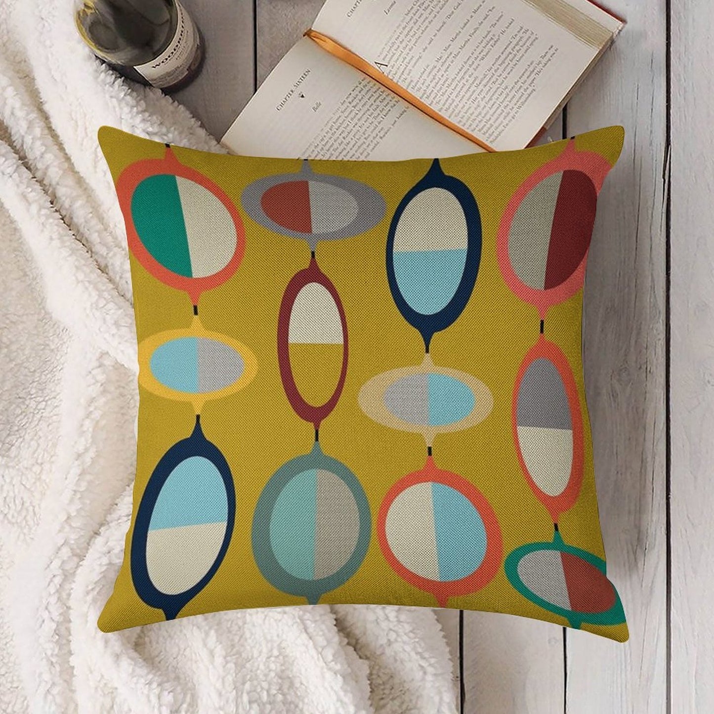 Mid-Century Modern #3 Linen Throw Pillow Cover