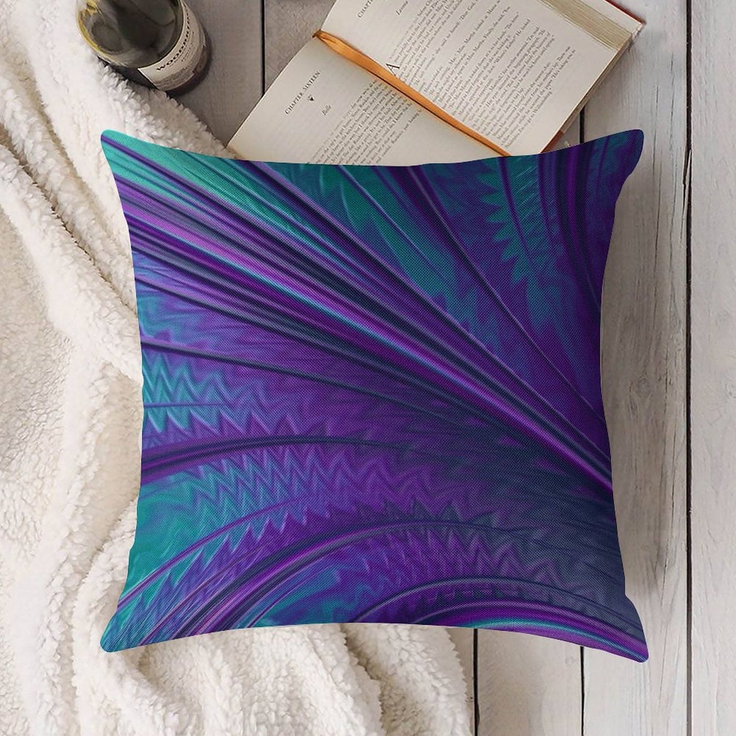 Abstract in Blue And Purple Linen Throw Pillow Cover