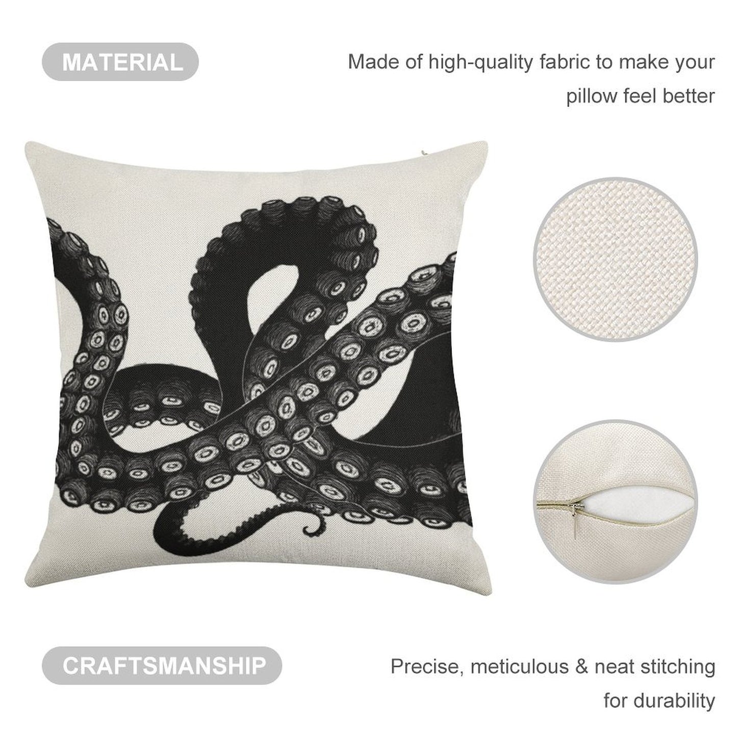 Get Kraken Linen Throw Pillow Cover