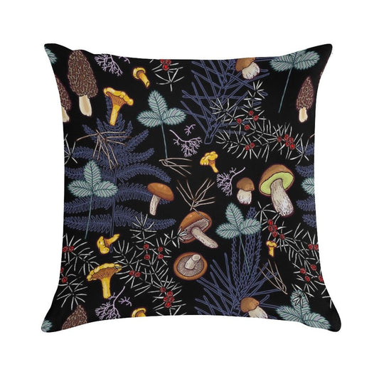 Dark Wild Forest Mushrooms Soft Anti-Pilling Throw Pillow
