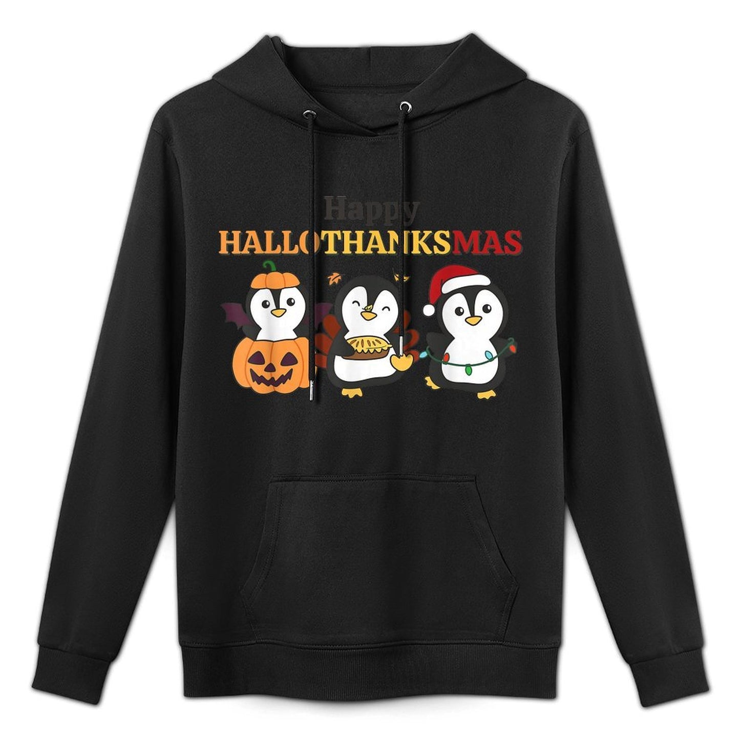 Penguin Christmas Halloween Costume Happy Hallothanksmas Customizable Surface Hoodie