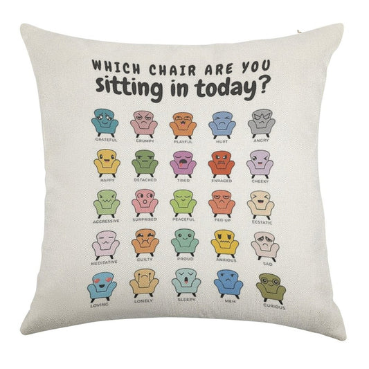 Chair Feelings, Emotions Chart, Mental Health, Therapy Office, Therapist Gift, Counsellor Tools, School Counselor, Mood Chart, S Linen Throw Pillow Cover