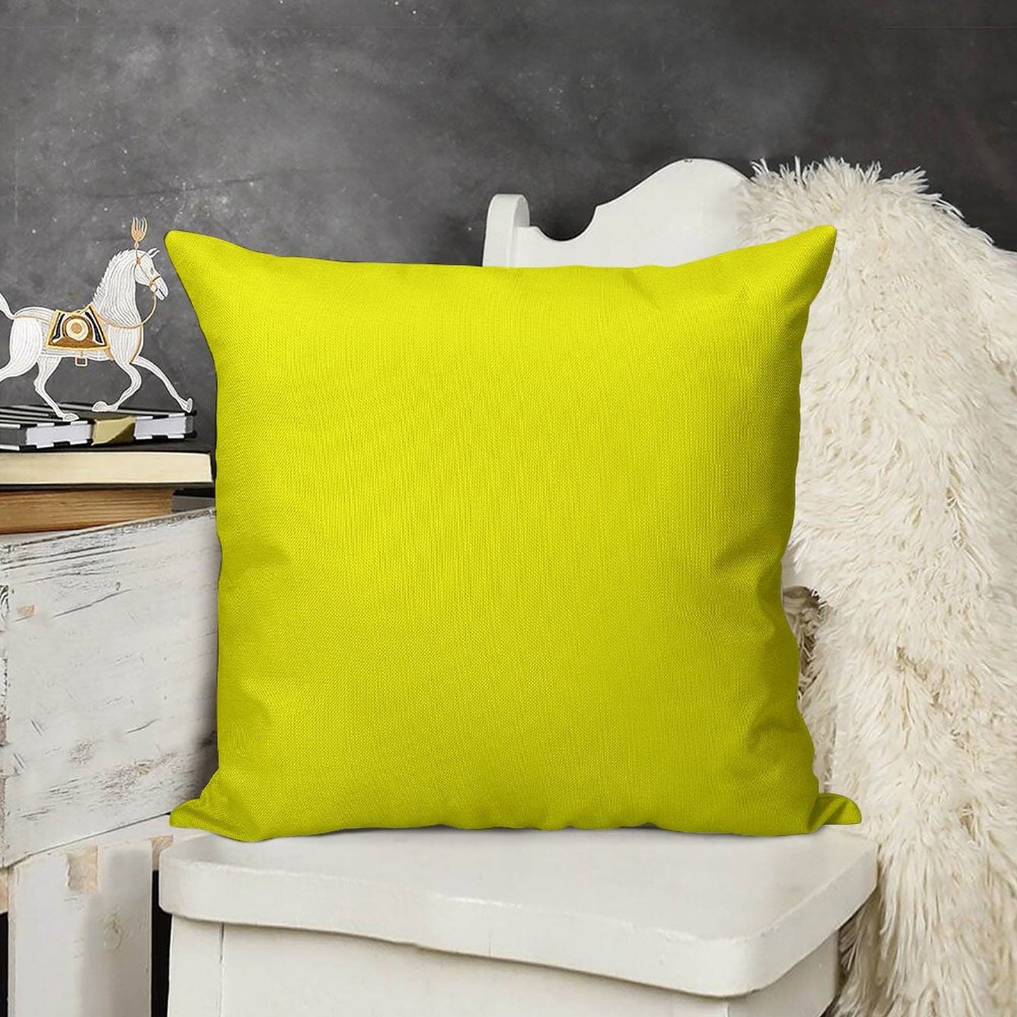 Neon Fluorescent Yellow Yellowneon YellowFluro Yellow Linen Throw Pillow Cover