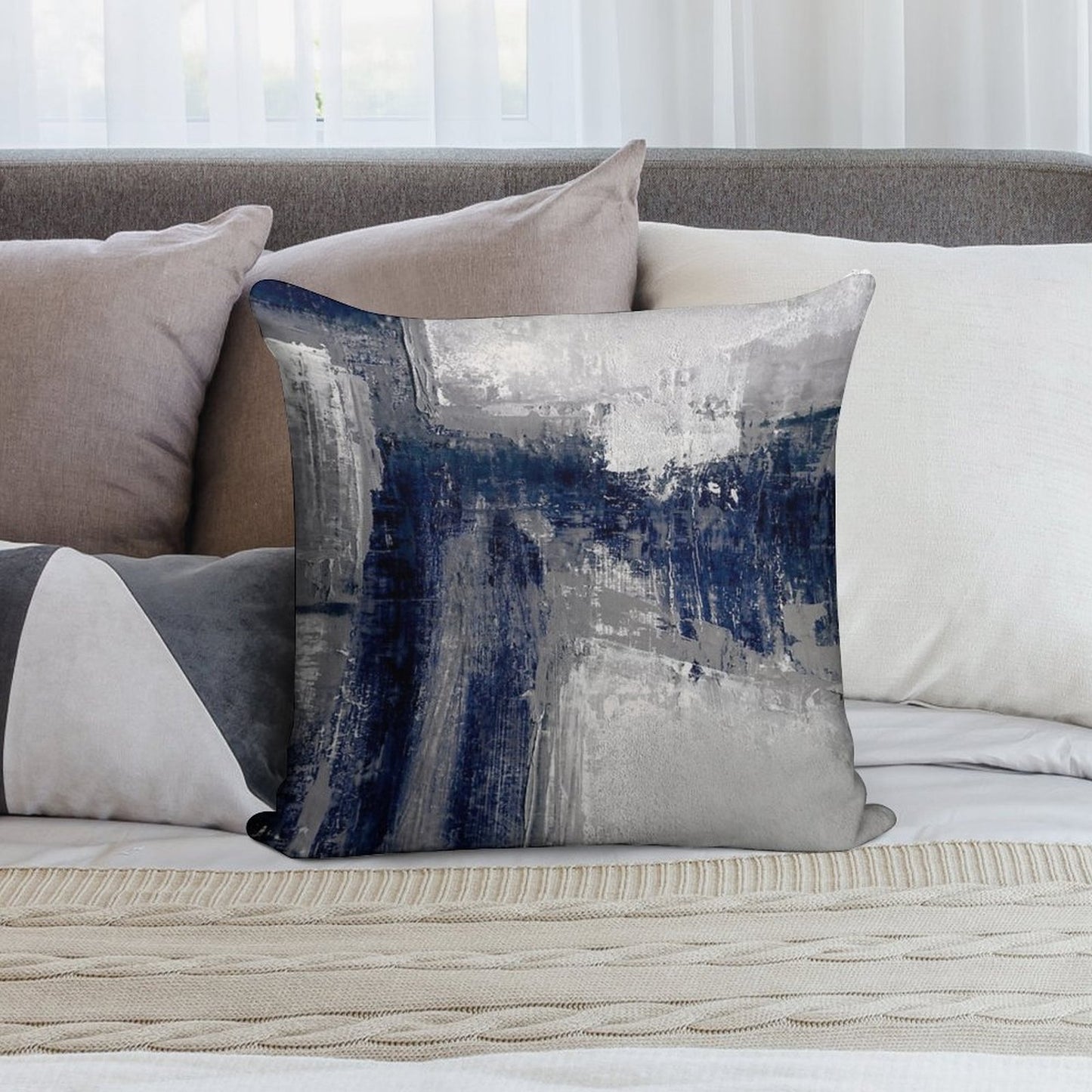 Blue Gray Abstract Soft Ultra-Soft Texture Throw Pillow
