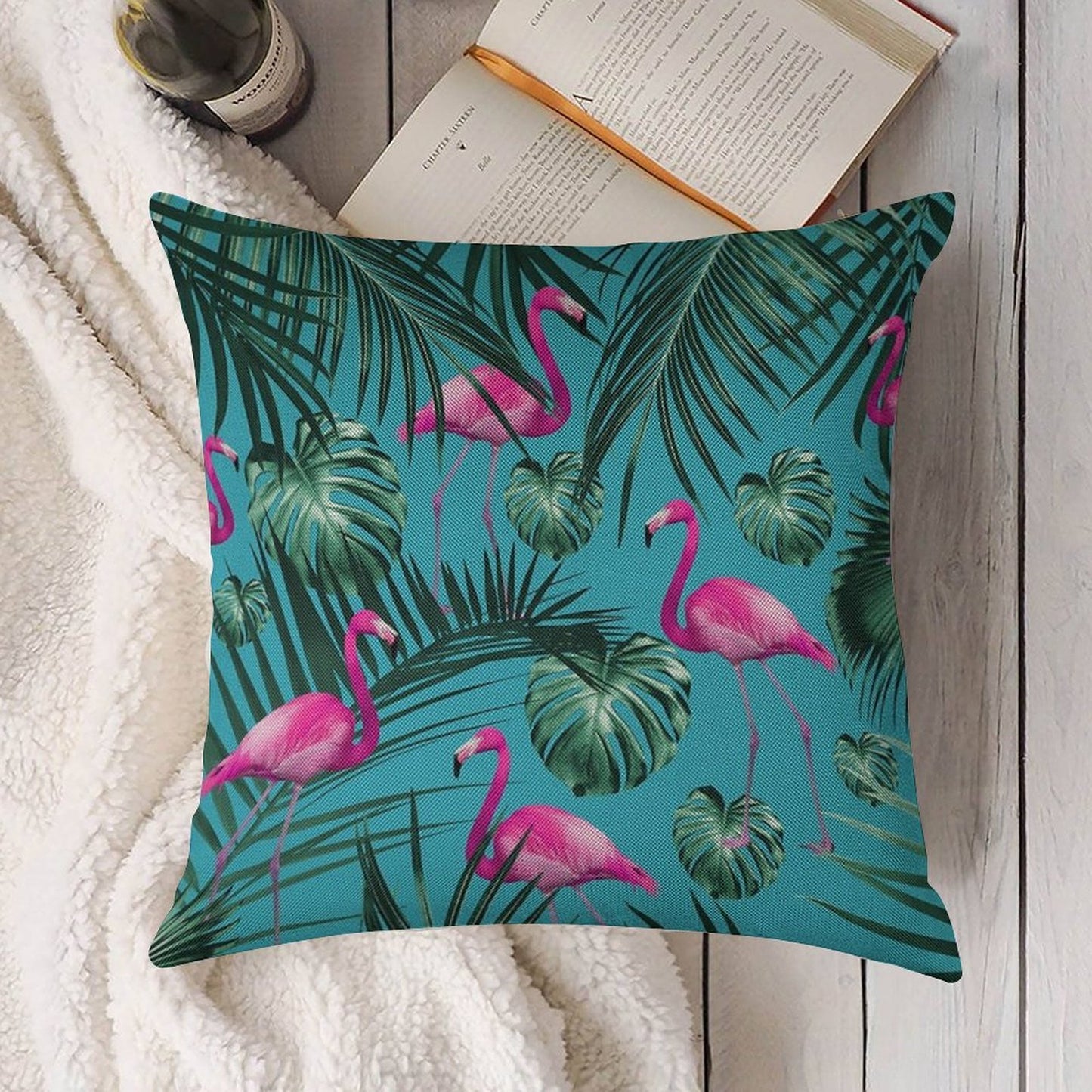 Tropical Flamingo Pattern #4 #tropical #decor #art Linen Throw Pillow Cover