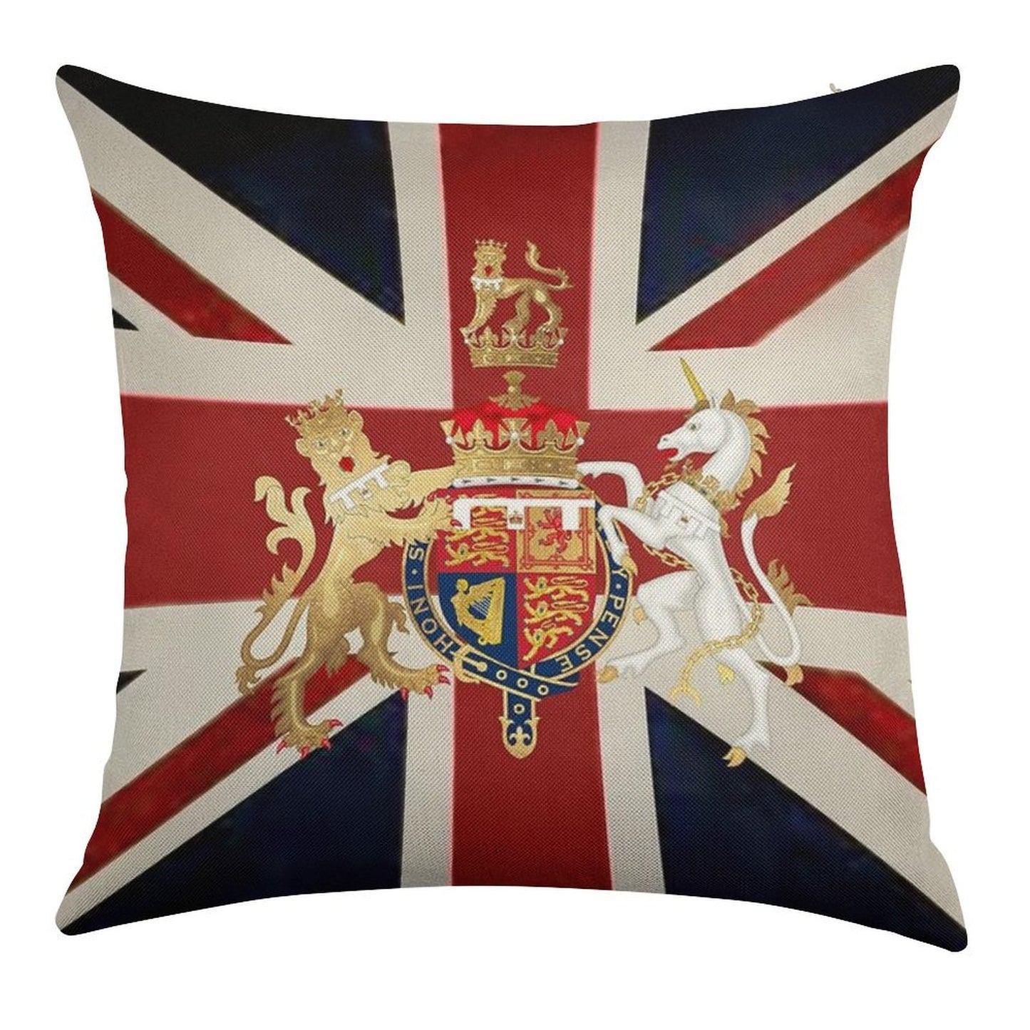 Union Jack with Windsor Insignia Linen Throw Pillow Cover
