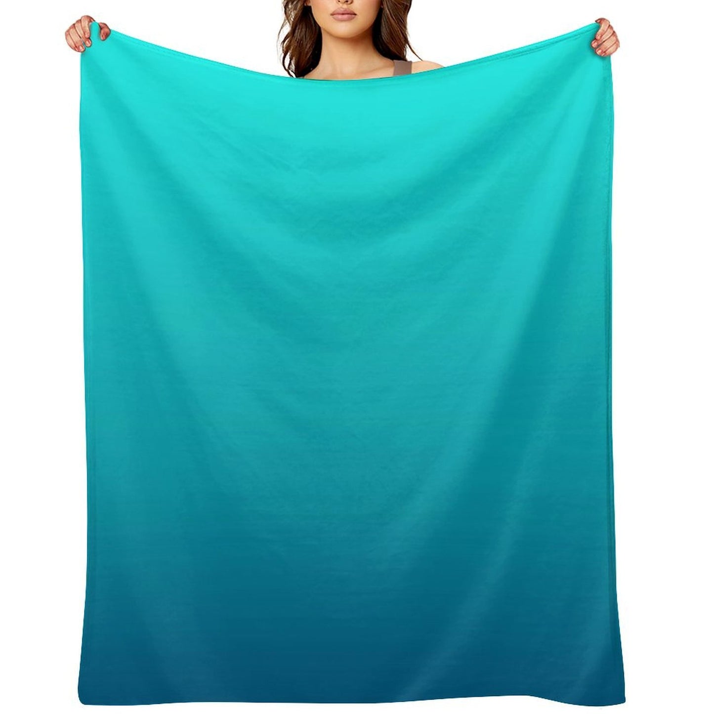 Preppy Summer Beach Teal Blue Turquoise Ombre Throw Blanket