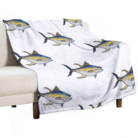 Yellowfin Tuna Fish Throw Blanket
