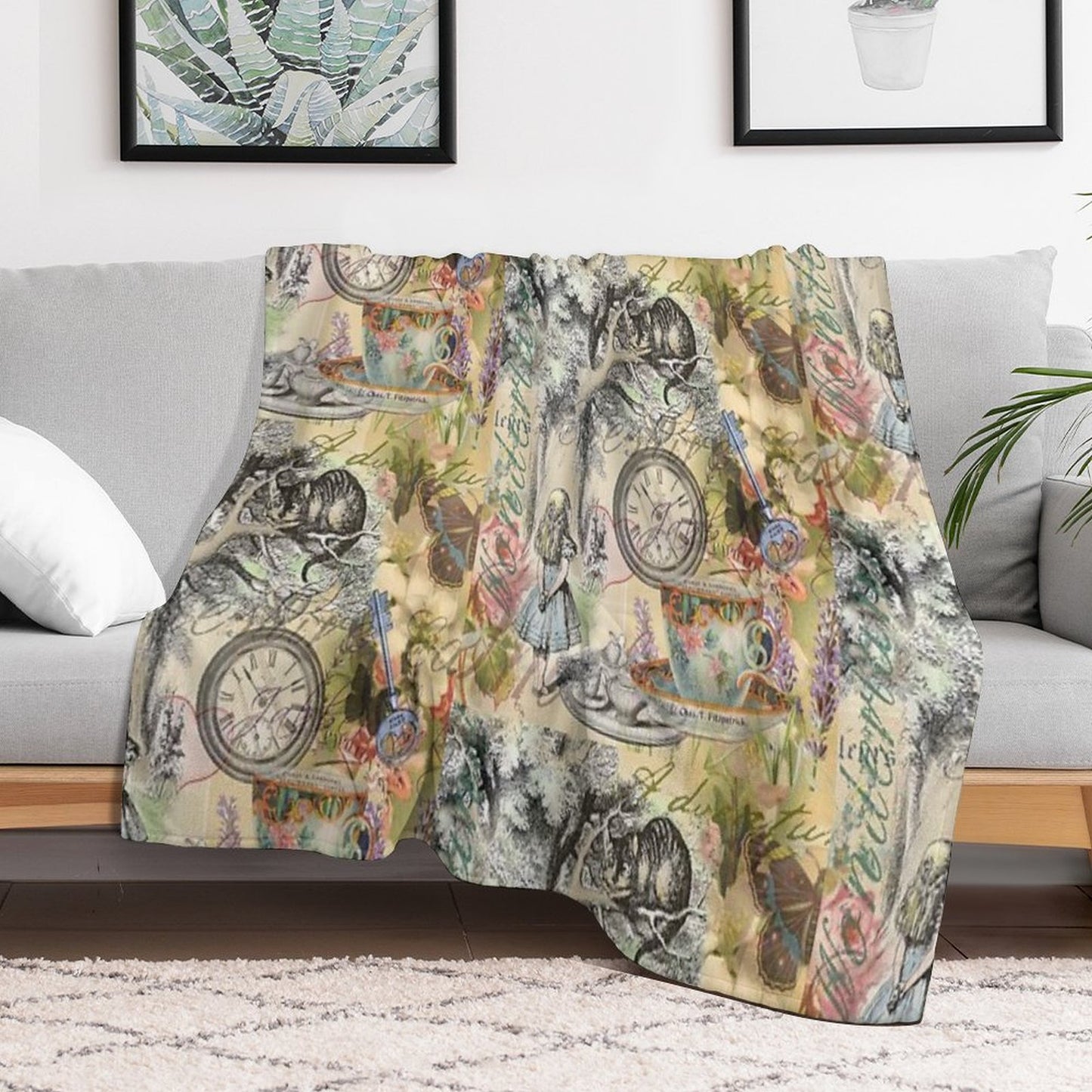 Cheshire Cat Alice in Wonderland Throw Blanket