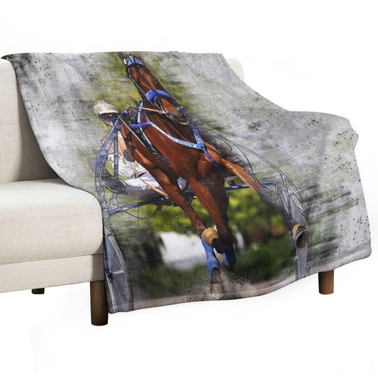 Harness Horse Cart Racing 02 Throw Blanket