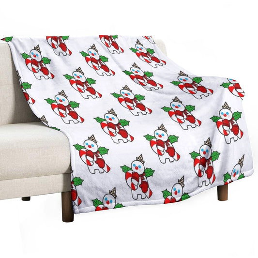 Mr. Bingle with Candy Cane Throw Blanket