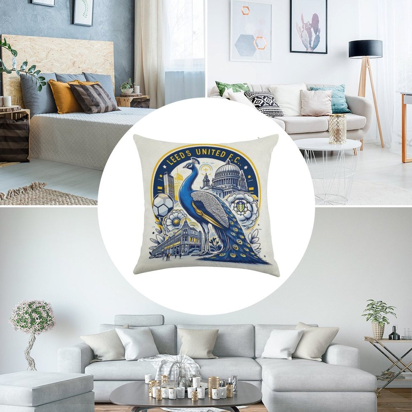 Leeds United Football Club Artwork Linen Throw Pillow Cover