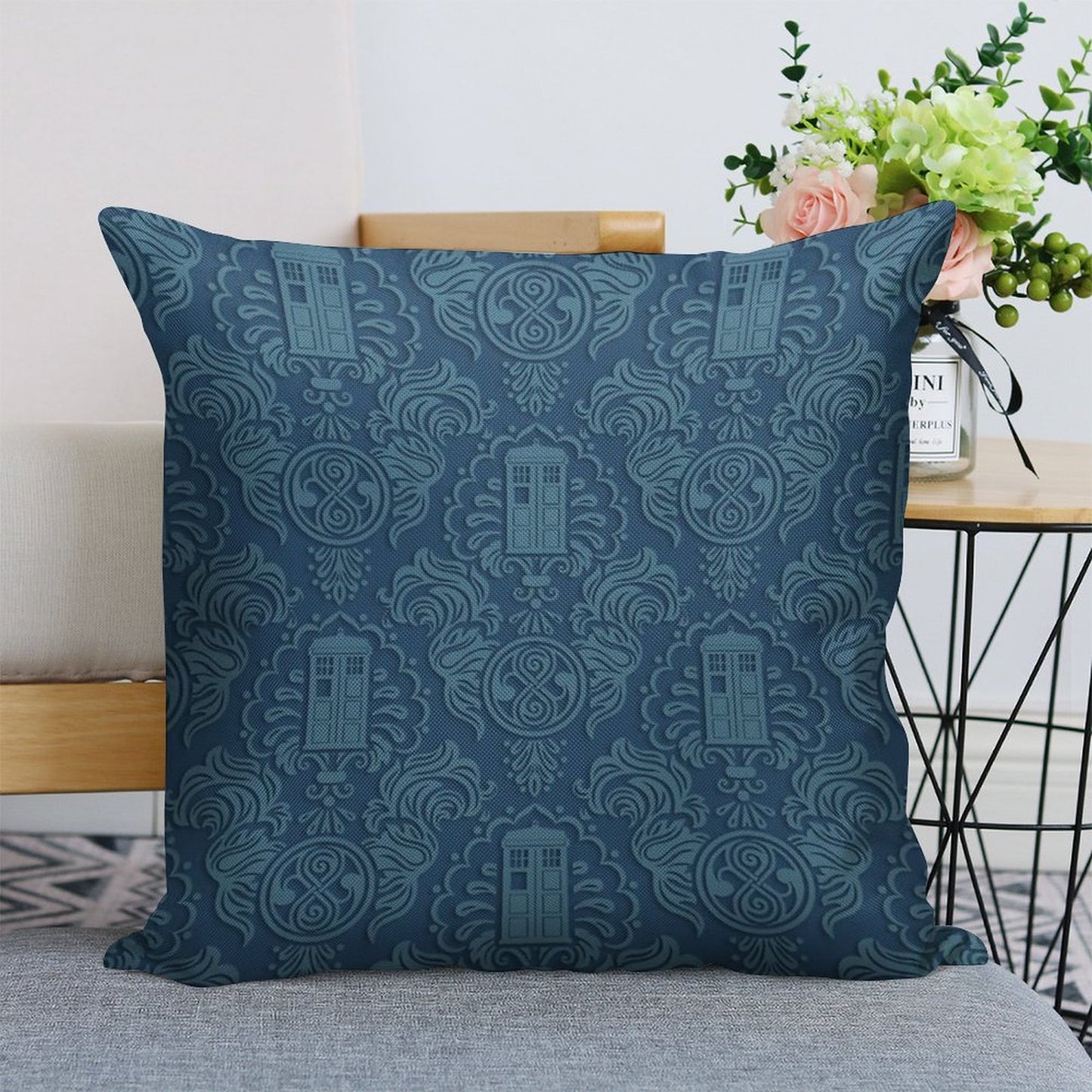 Doctor's Damask Linen Throw Pillow Cover