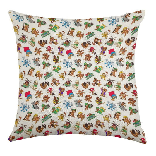 Bloons TD 6 Monkeys Pattern Linen Throw Pillow Cover