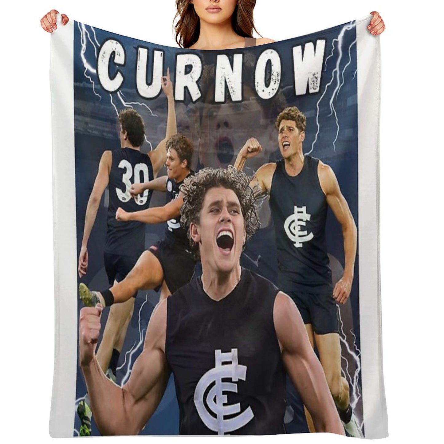 Charlie Curnow Carlton Football Club AFL Player Throw Blanket
