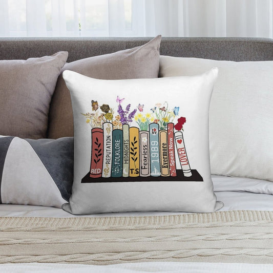 Taylor Albums Book Flowers Country Music Lover Swifties Soft Decorative Cover Throw Pillow
