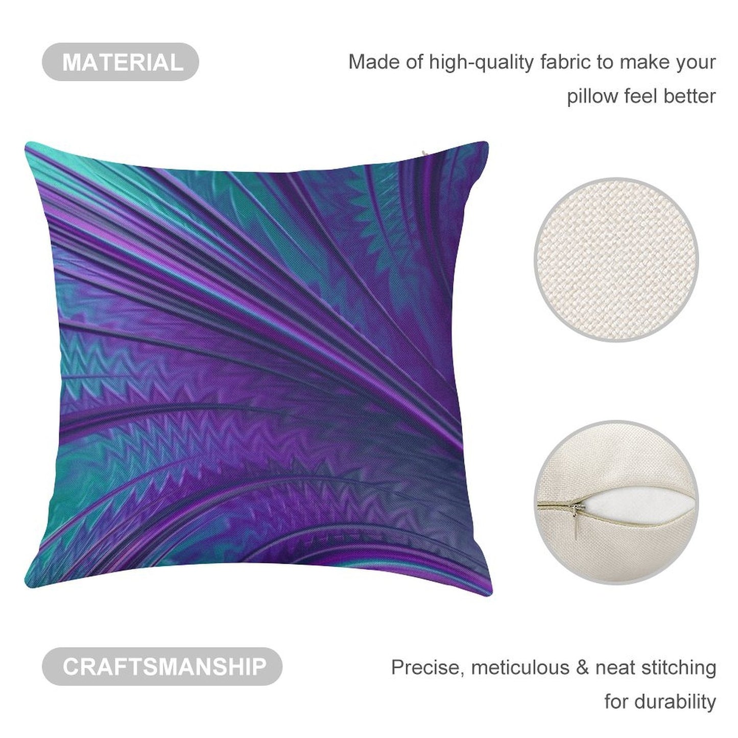 Abstract in Blue And Purple Linen Throw Pillow Cover