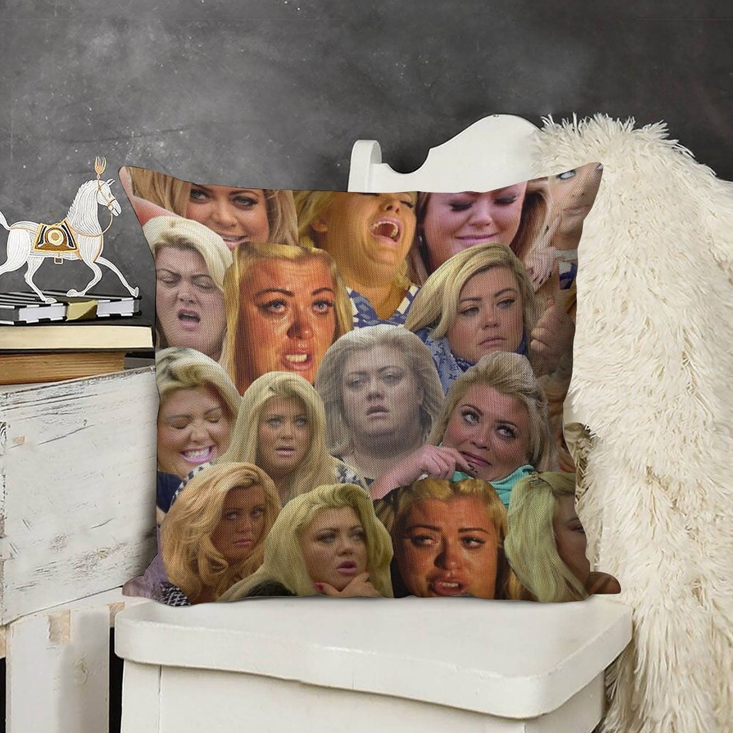 THE MANY MOODS OF GEMMA COLLINS Linen Throw Pillow Cover