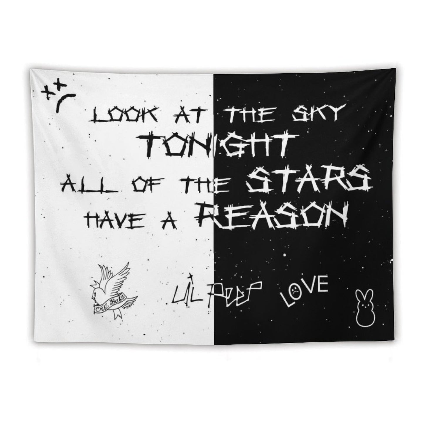 Lil Peep White And Black Star Tapestry