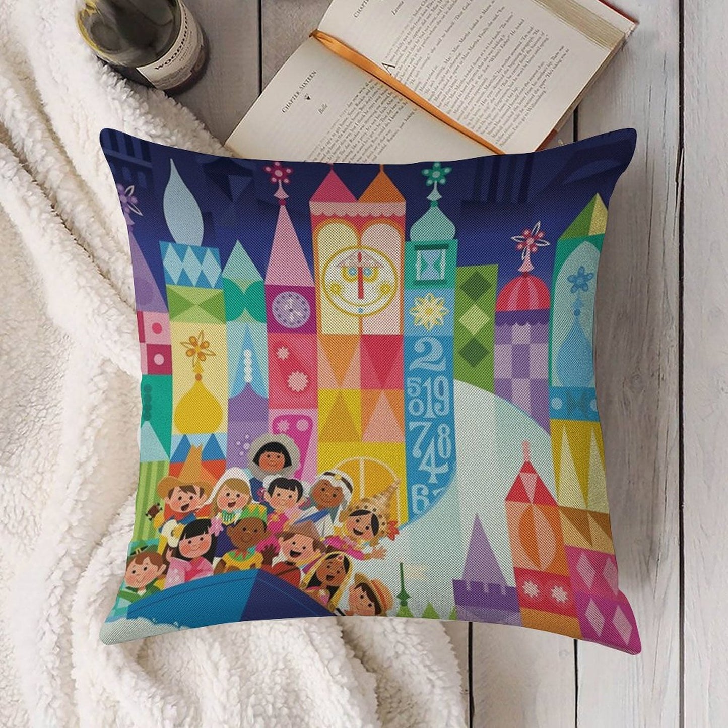 Small World Fantasyland Linen Throw Pillow Cover