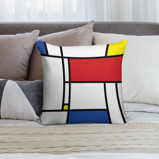 Mondrian Minimalist De Stijl Modern Art © Fatfatin Soft Easy Maintenance Throw Pillow