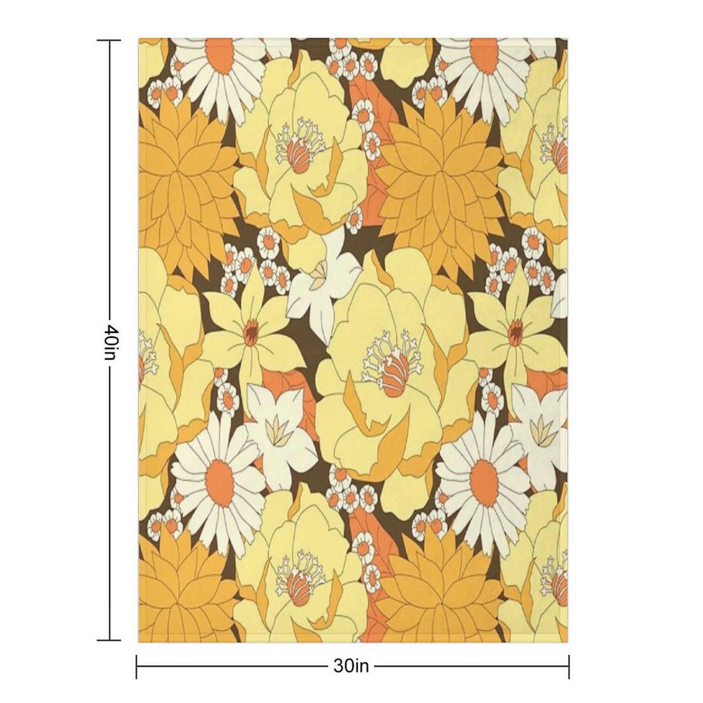 Yellow, Orange And Brown Vintage Floral Pattern Throw Blanket