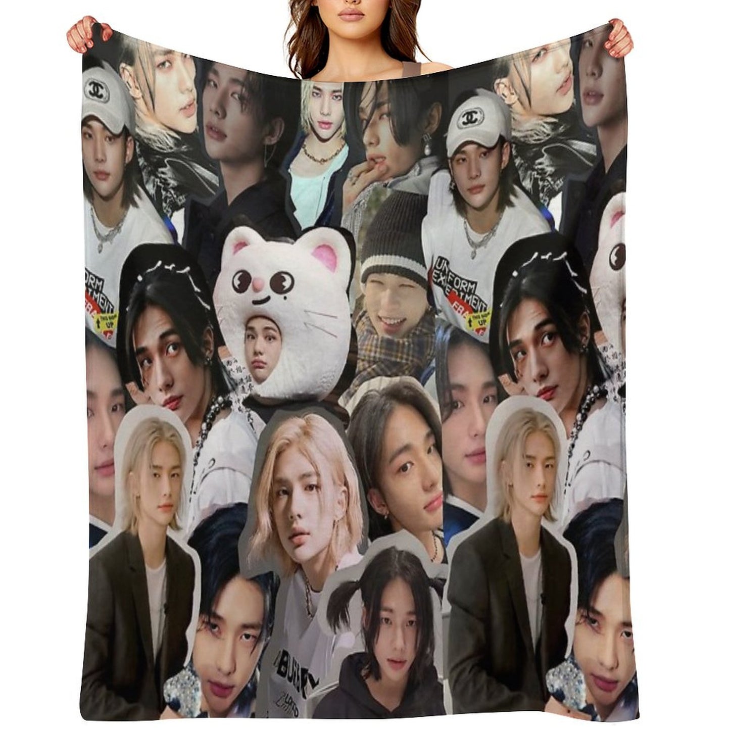 Hyunjin Collage Throw Blanket