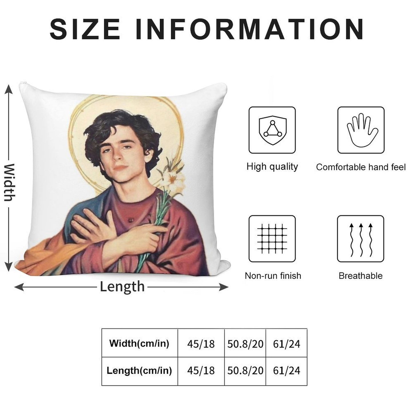 Timothee Chalamet SaintGod Sticker Soft Shrink-Resistant Throw Pillow