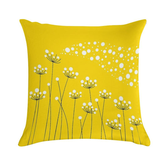Dandelions (on Yellow) Soft Bedroom Essential Throw Pillow