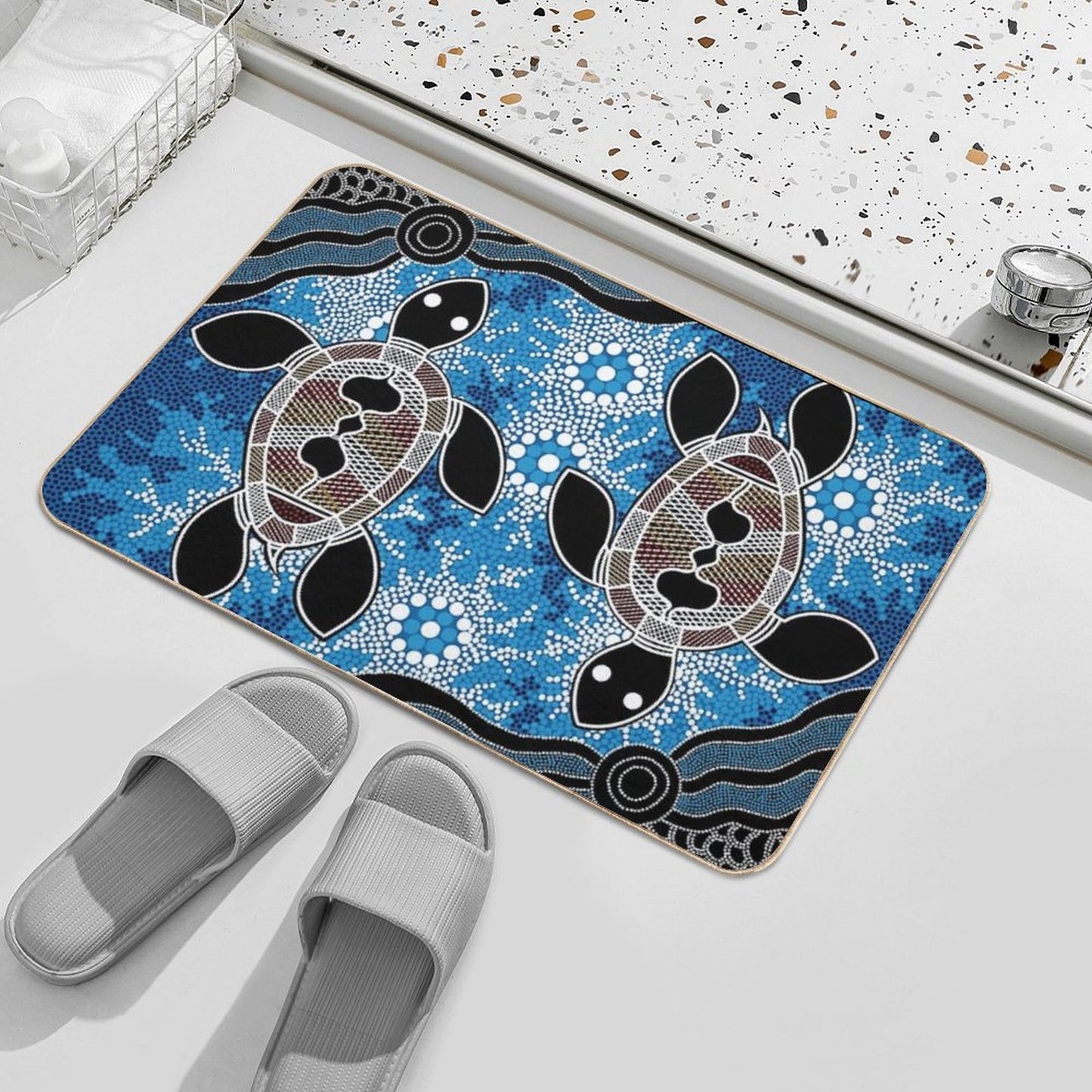 Authentic Aboriginal Art - Sea Turtles Bath Mat
