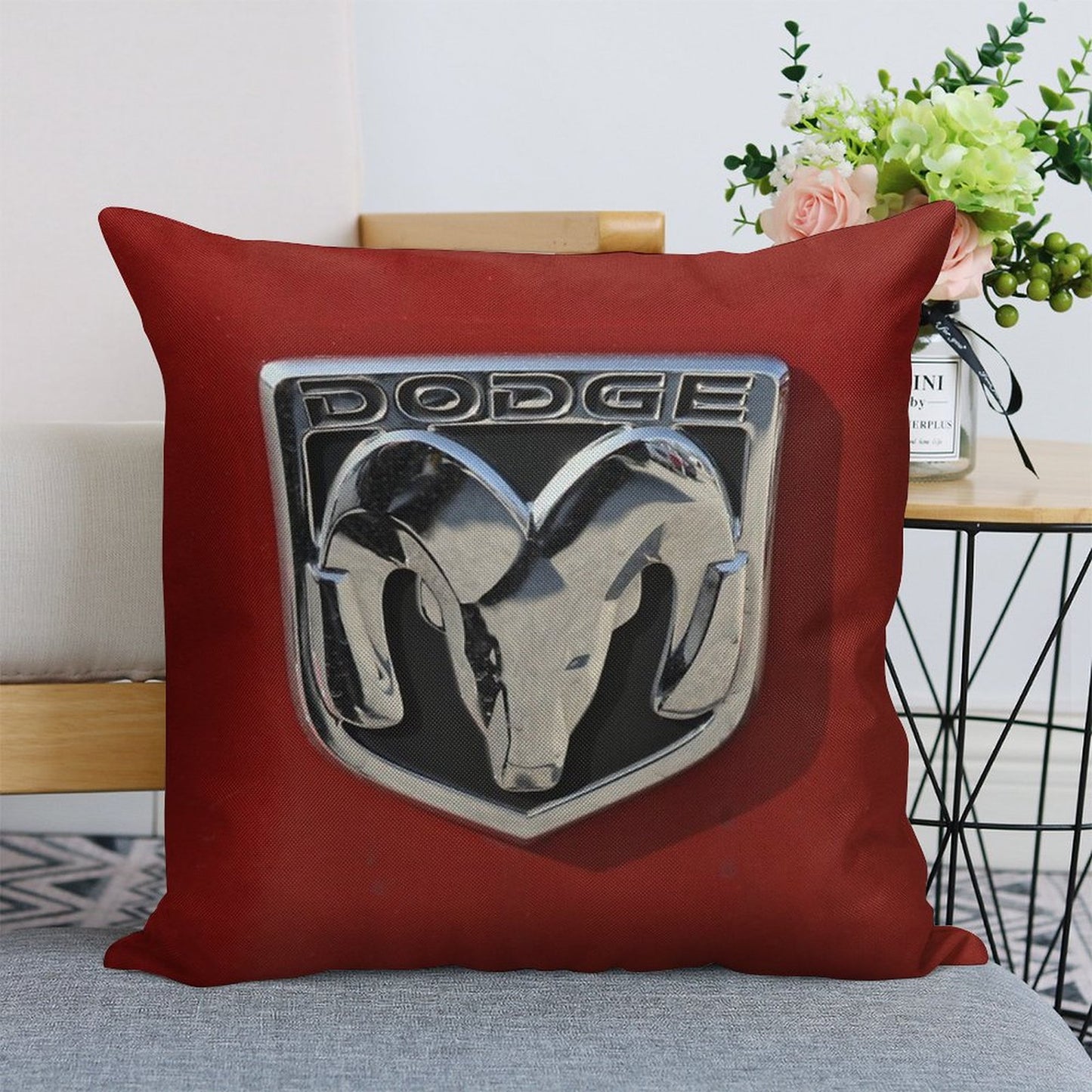 Dodge Logo Linen Throw Pillow Cover