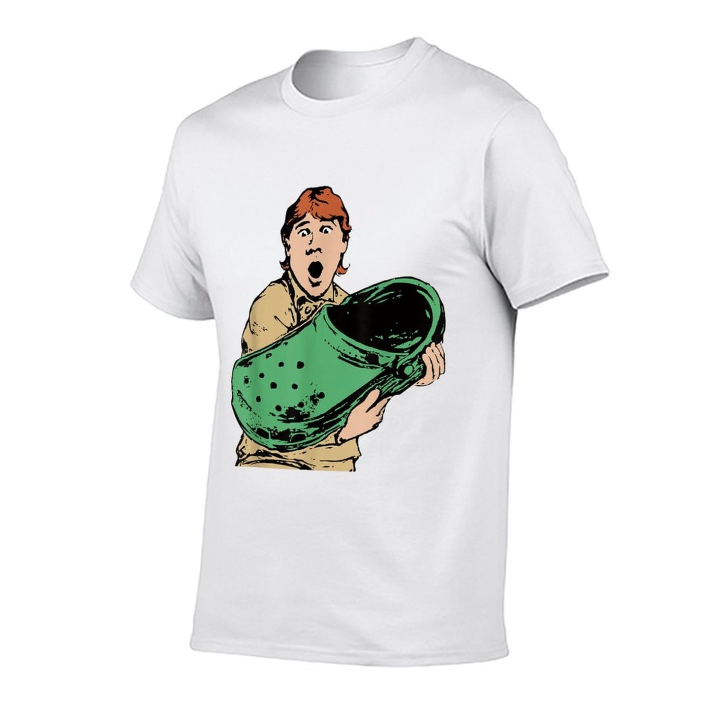 Crikey A Croc Funny Australian Crocodile Man Ribbed Collar T-Shirt